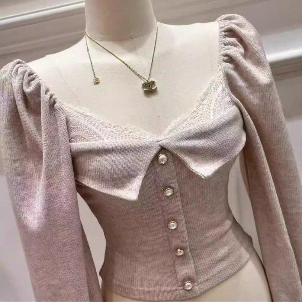 Elegant Cream Button-Up Sweater Top